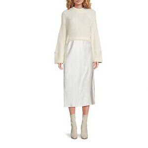 Design History Bea 2-In-1 Midi Sweater Dress - Ivory - Medium - New with Tags